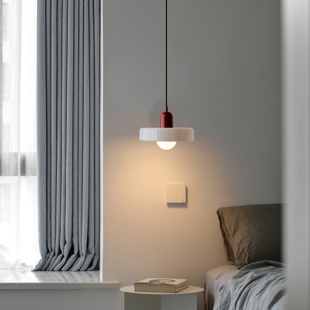 Bauhaus Glass Pendant Light with Ring Shade