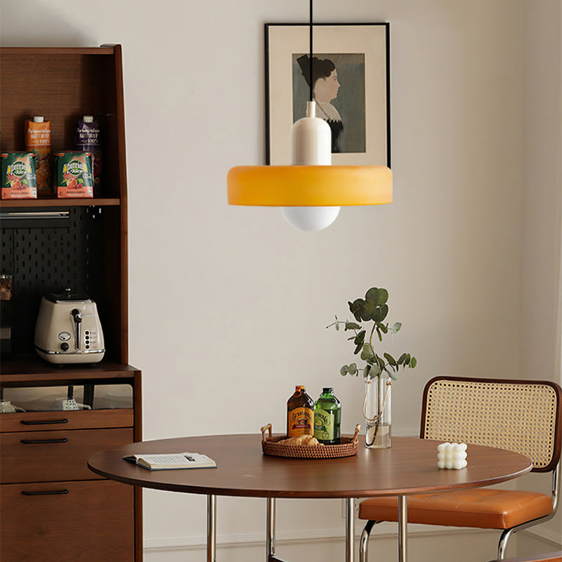Bauhaus Glass Pendant Light with Ring Shade