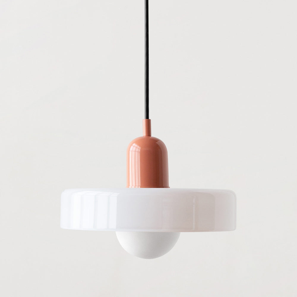 Bauhaus Glass Pendant Light with Ring Shade