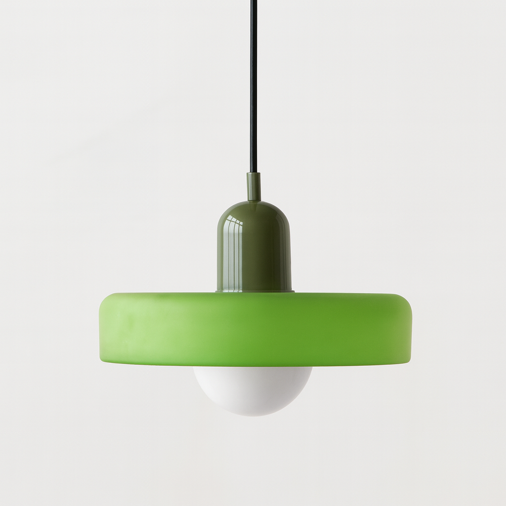 Bauhaus Glass Pendant Light with Ring Shade