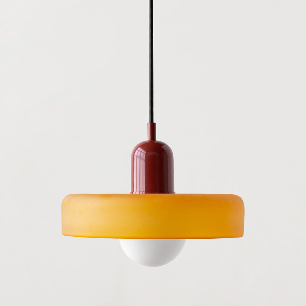 Bauhaus Glass Pendant Light with Ring Shade