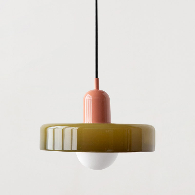 Bauhaus Glass Pendant Light with Ring Shade