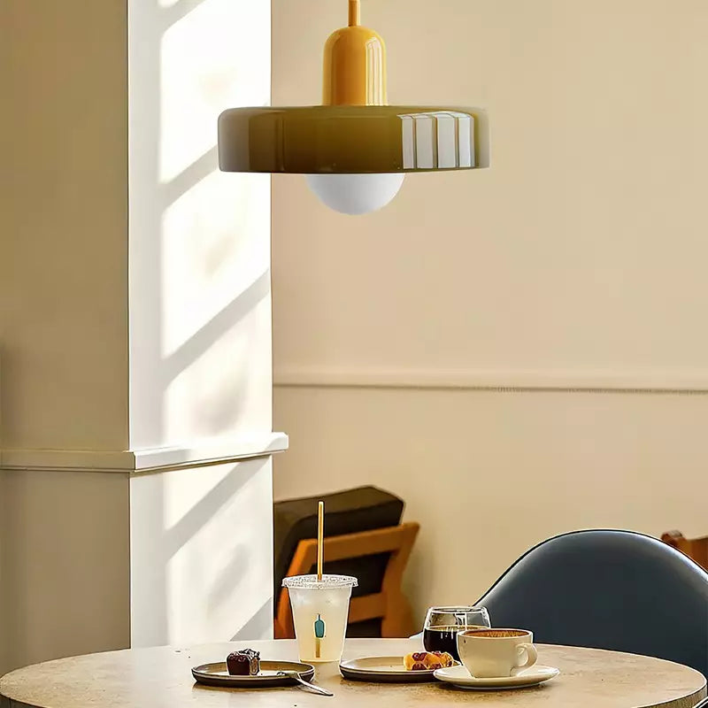 Bauhaus Glass Pendant Light with Ring Shade