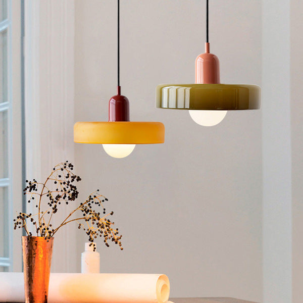 Bauhaus Glass Pendant Light with Ring Shade