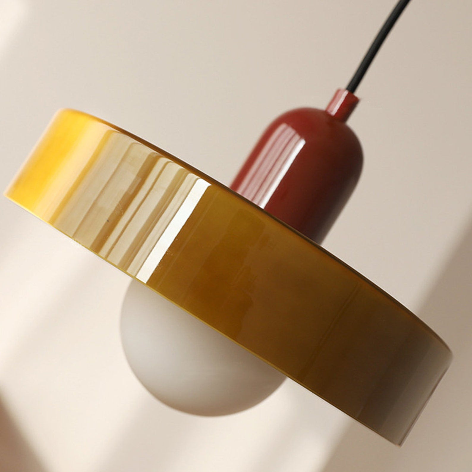 Bauhaus Glass Pendant Light with Ring Shade