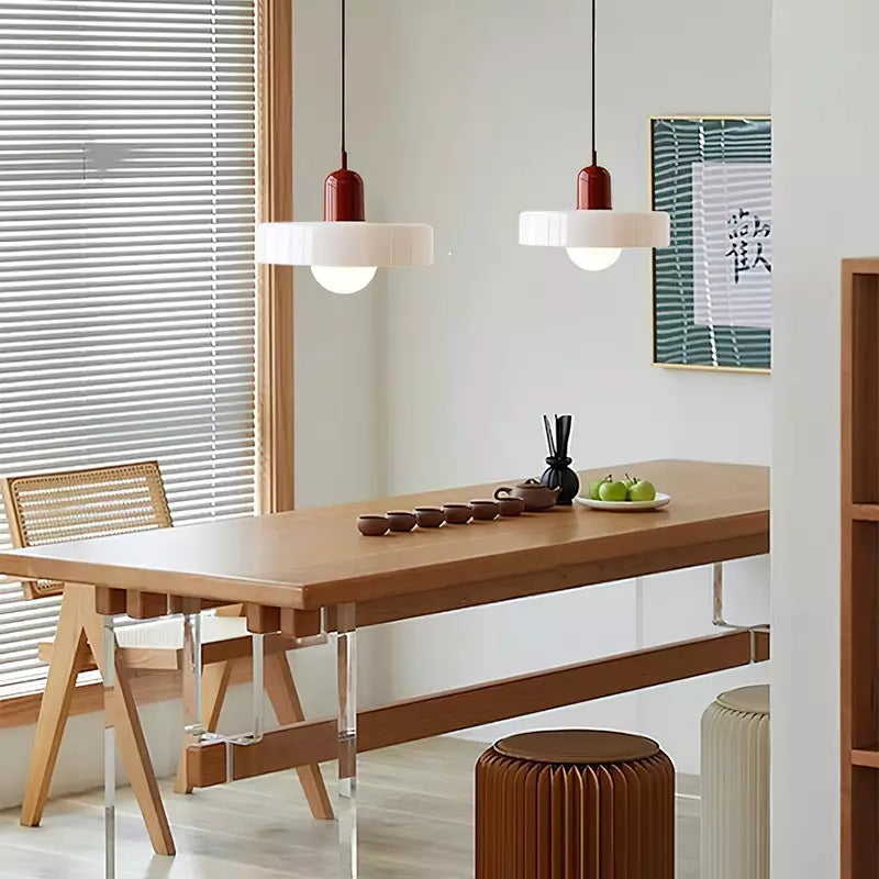 Bauhaus Glass Pendant Light with Ring Shade