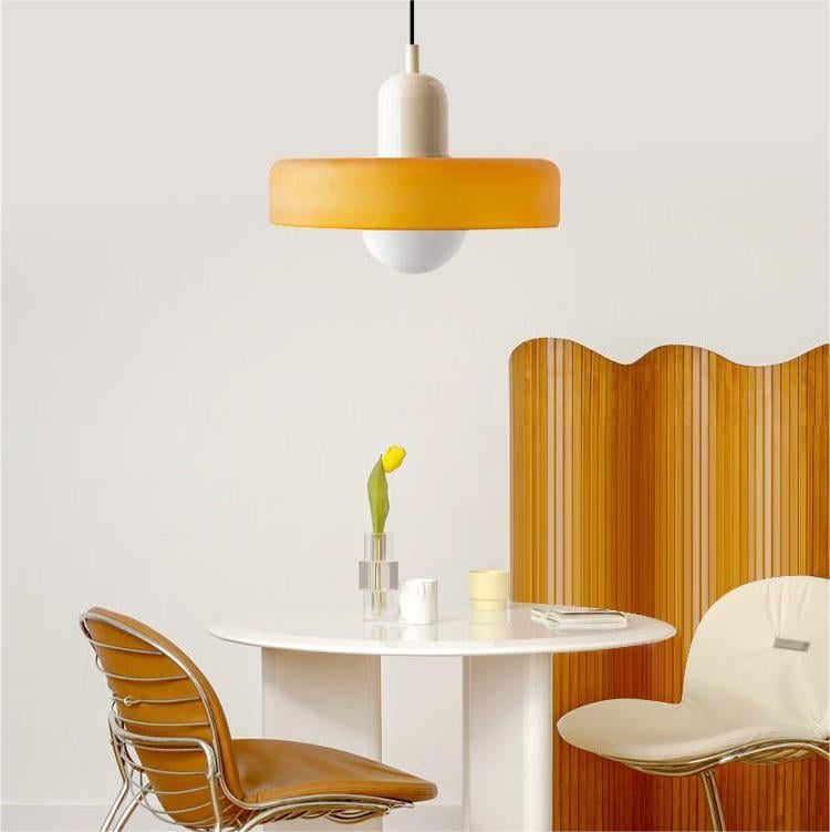 Bauhaus Glass Pendant Light with Ring Shade