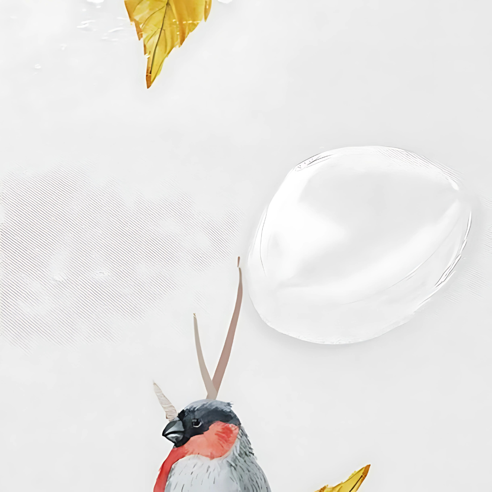 Bird Shower Curtain with Nordic Branch Design