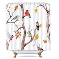 Bird Shower Curtain with Nordic Branch Design