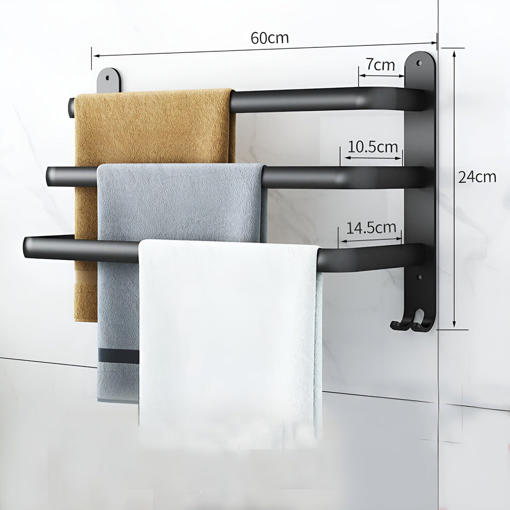 Black Wall Shelf Rack with Hooks Storage Design
