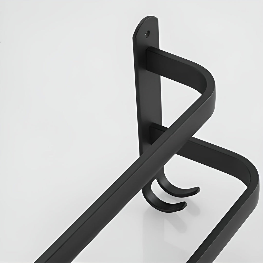 Black Wall Shelf Rack with Hooks Storage Design