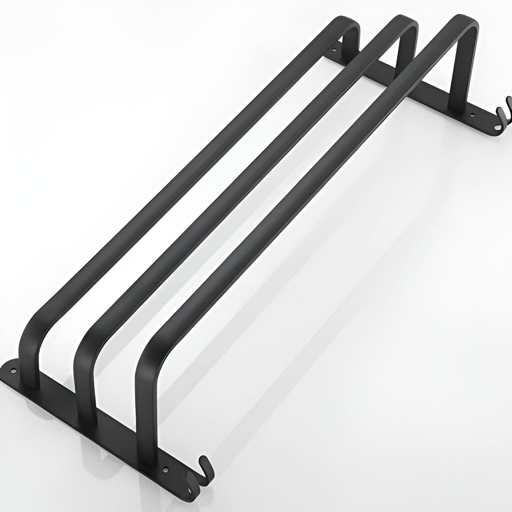 Black Wall Shelf Rack with Hooks Storage Design
