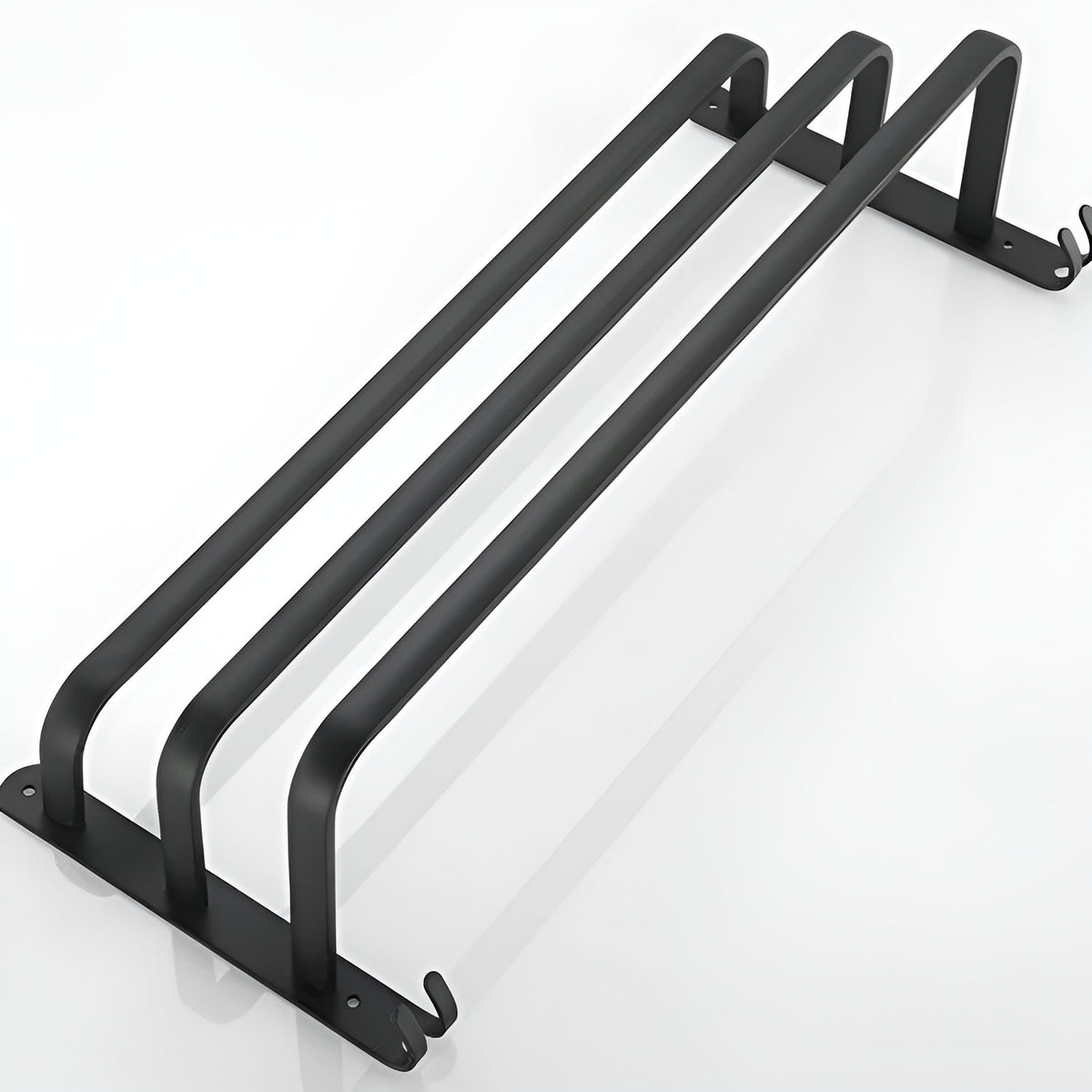 Black Wall Shelf Rack with Hooks Storage Design