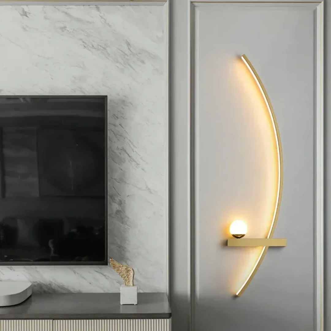 Brass Arc Wall Sconce with LED Accent Light