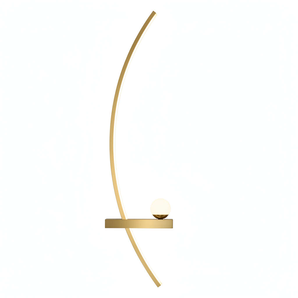 Brass Arc Wall Sconce with LED Accent Light