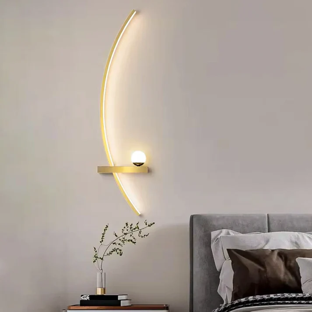 Brass Arc Wall Sconce with LED Accent Light