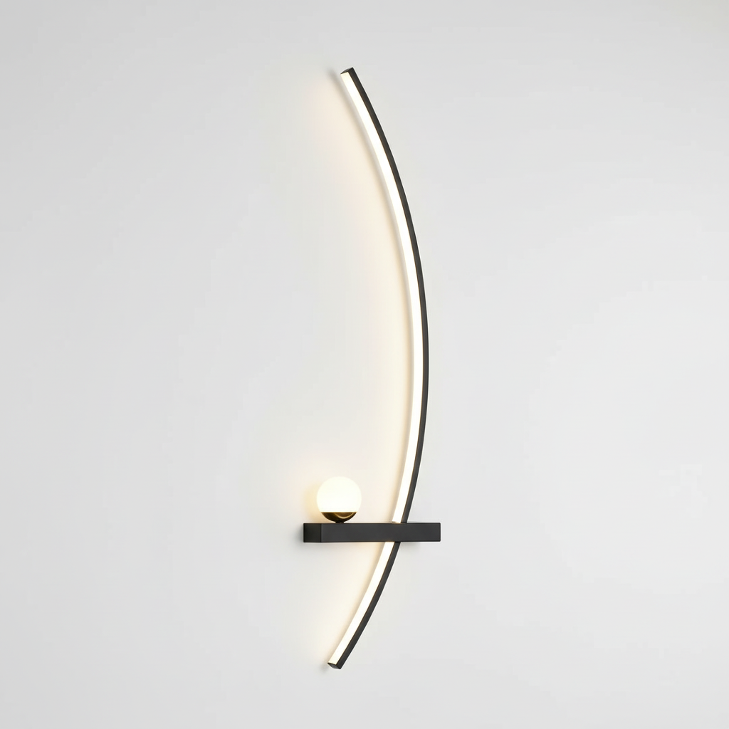 Brass Arc Wall Sconce with LED Accent Light