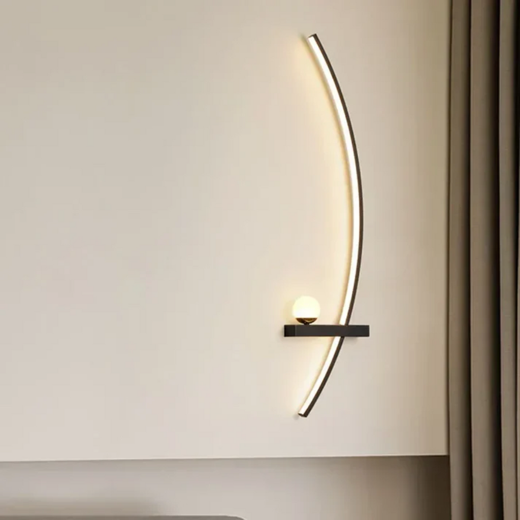 Brass Arc Wall Sconce with LED Accent Light