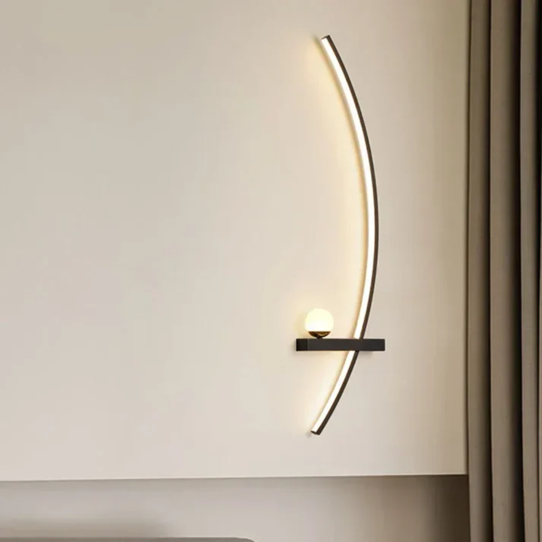 Brass Arc Wall Sconce with LED Accent Light