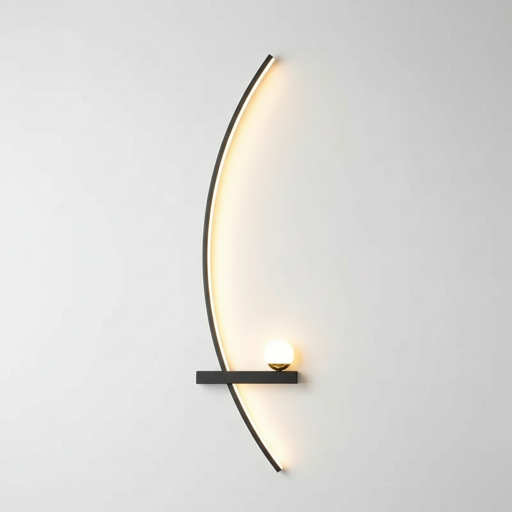 Brass Arc Wall Sconce with LED Accent Light