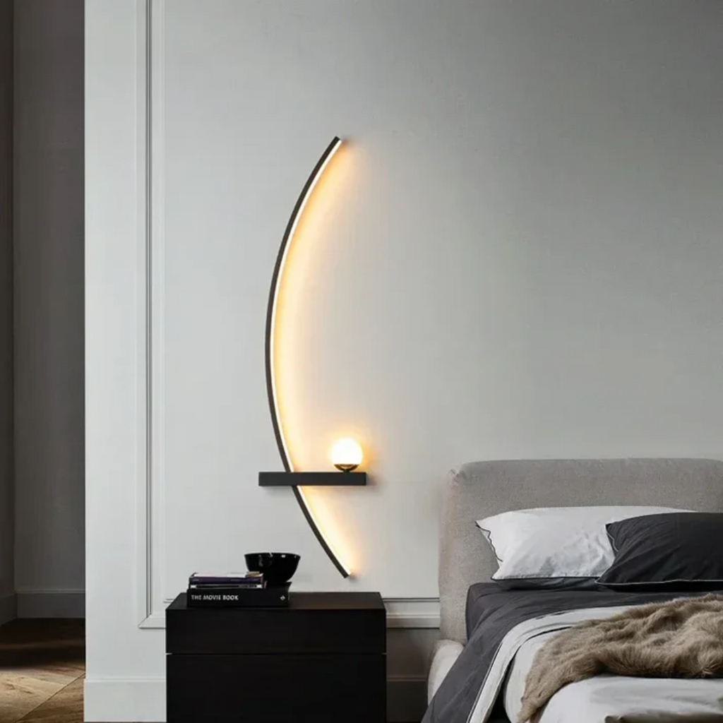 Brass Arc Wall Sconce with LED Accent Light