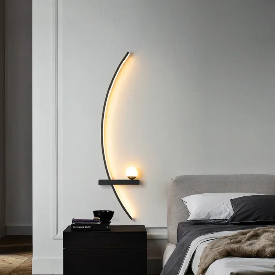 Brass Arc Wall Sconce with LED Accent Light