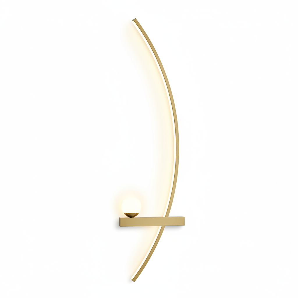 Brass Arc Wall Sconce with LED Accent Light