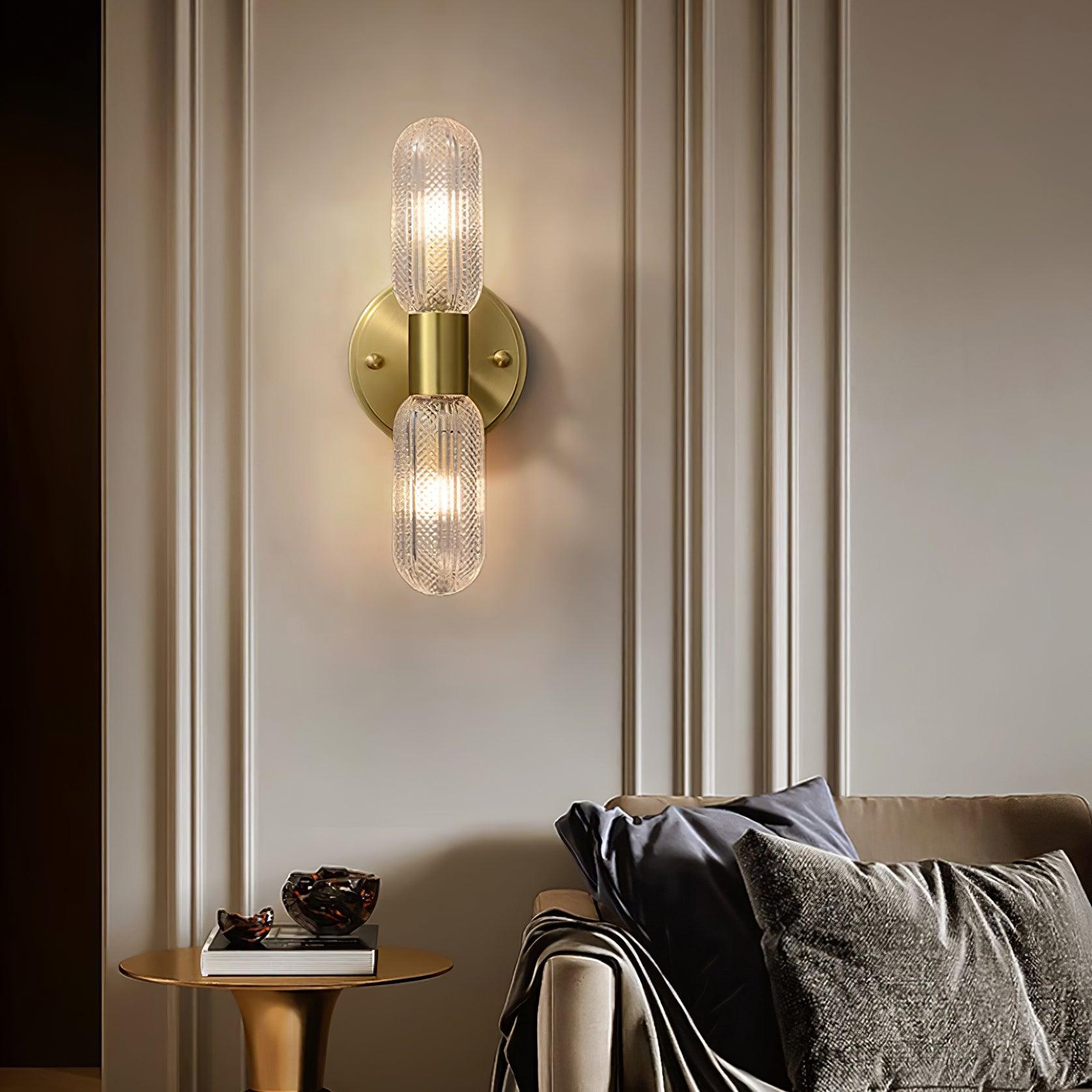 Brass Double Glass Wall Sconce