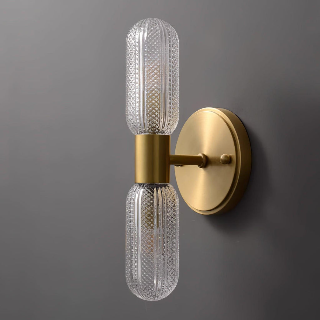 Brass Double Glass Wall Sconce