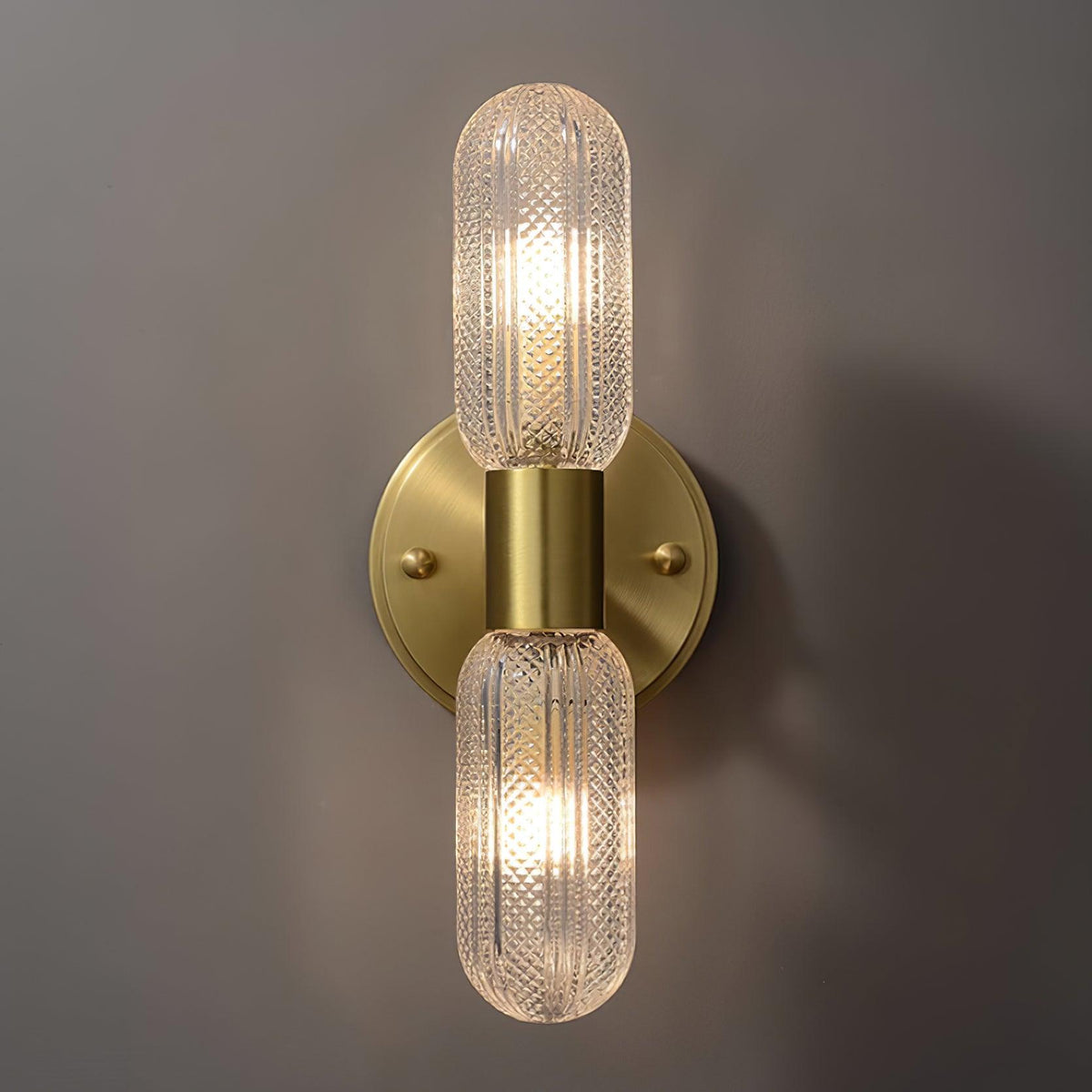 Brass Double Glass Wall Sconce