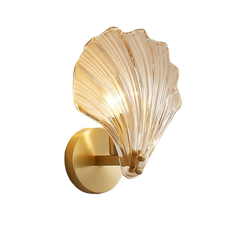 Brass Glass Seashell Wall Sconce with LED