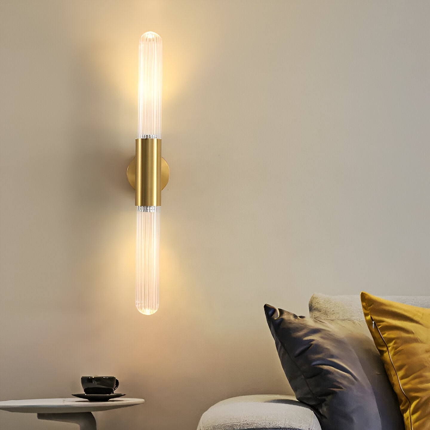 Brass Glass Wall Sconce with LED Light Bar