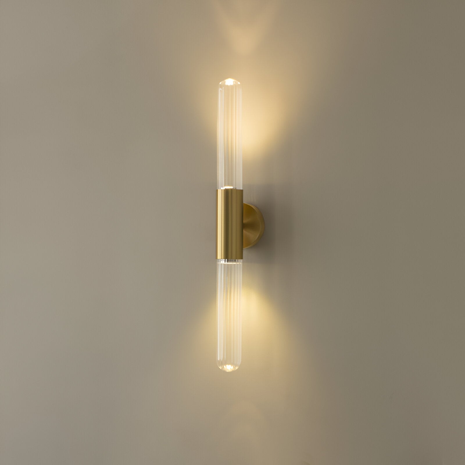 Brass Glass Wall Sconce with LED Light Bar