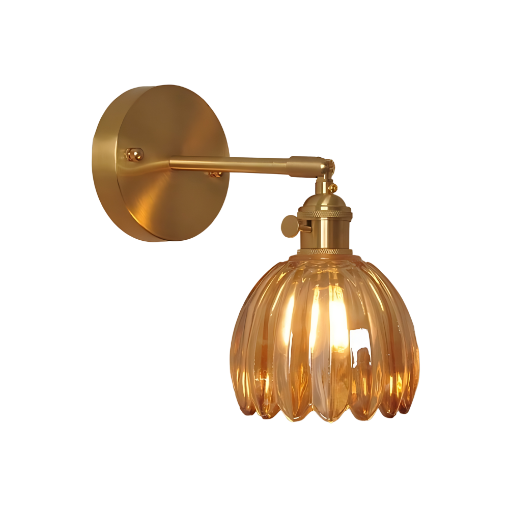 Brass Glass Wall Sconce with Tulip Shade