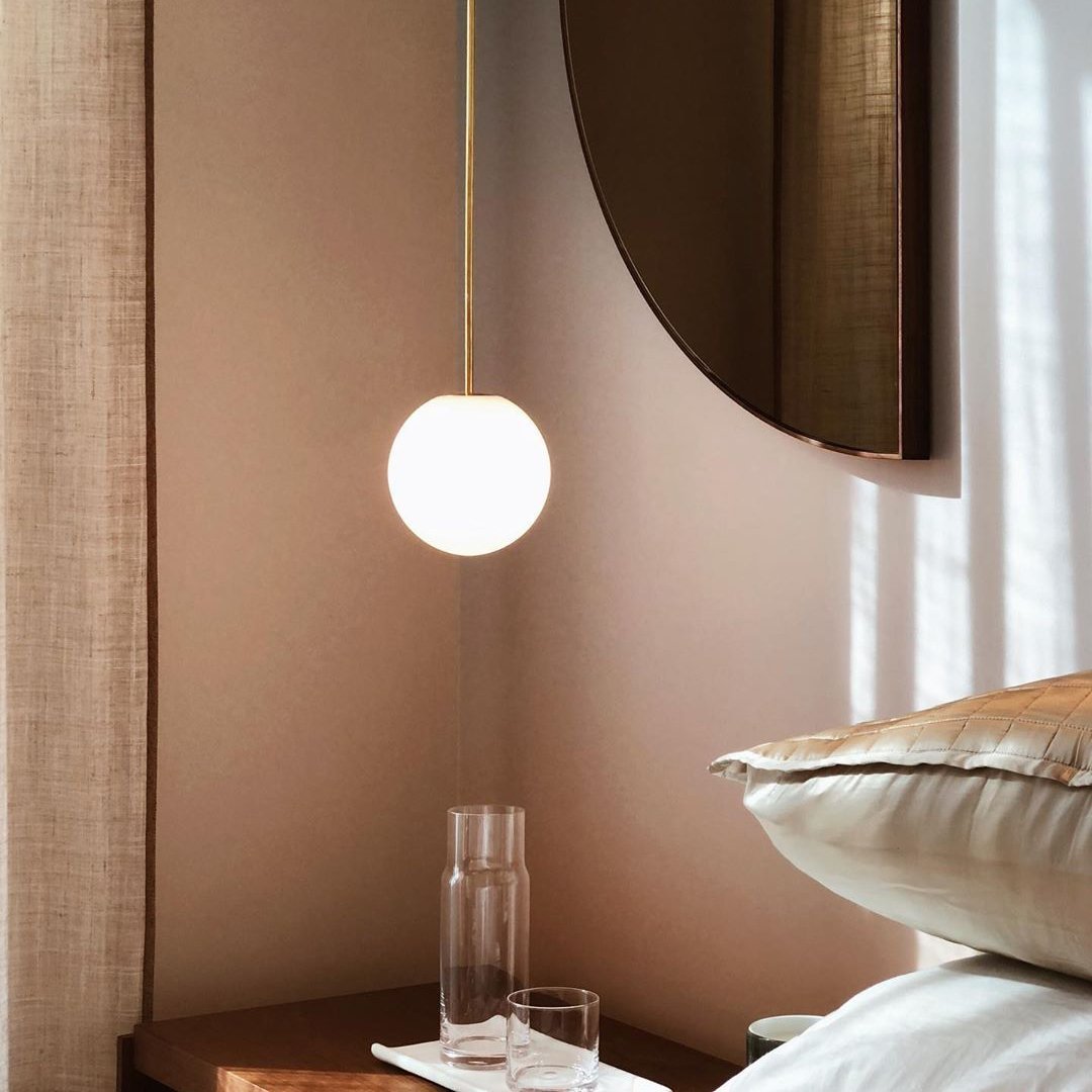 Brass Globe Pendant Light with Glass Shade