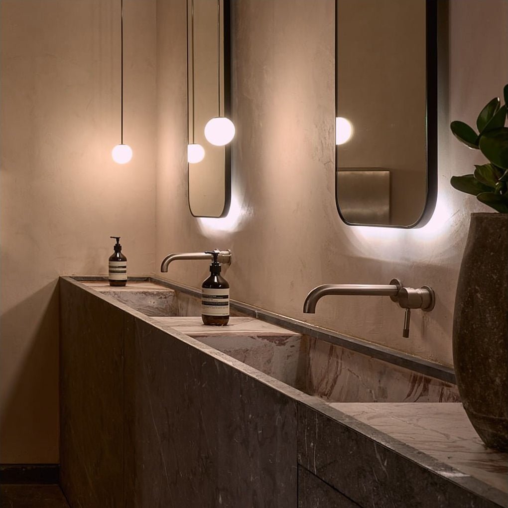 Brass Globe Pendant Light with Glass Shade