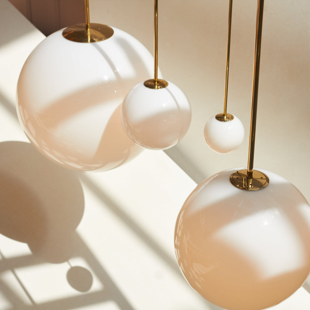 Brass Globe Pendant Light with Glass Shade