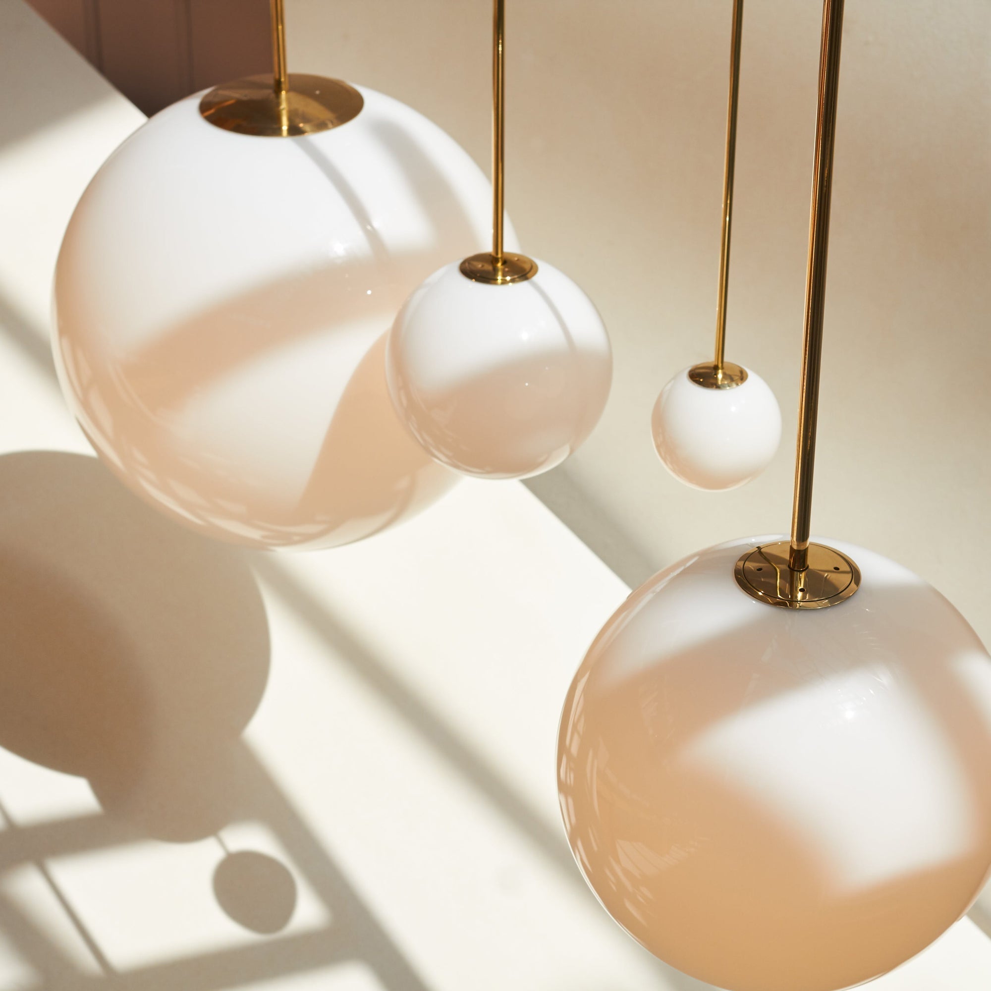 Brass Globe Pendant Light with Glass Shade