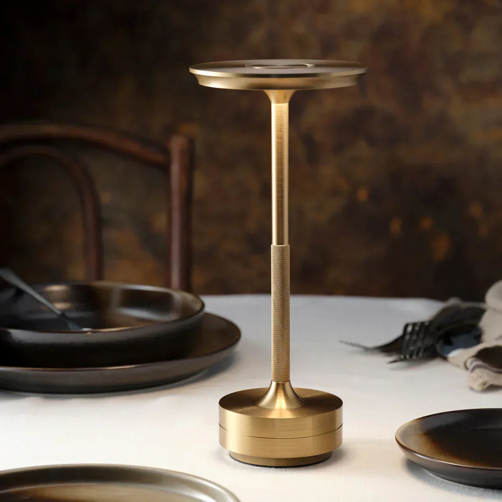 Brass LED Table Lamp with Rechargeable Base