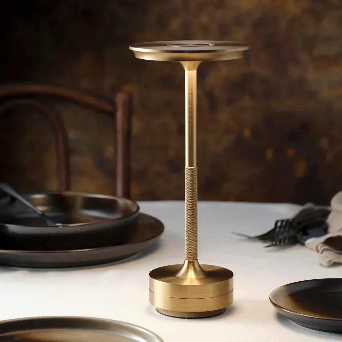 Brass LED Table Lamp with Rechargeable Base