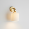 Brass Pleated Glass Wall Sconce with Soft LED