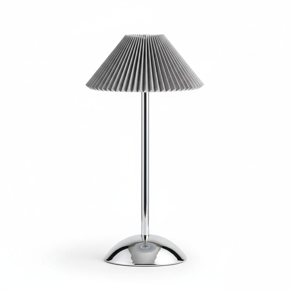Brass Pleated Table Lamp with Fabric Shade