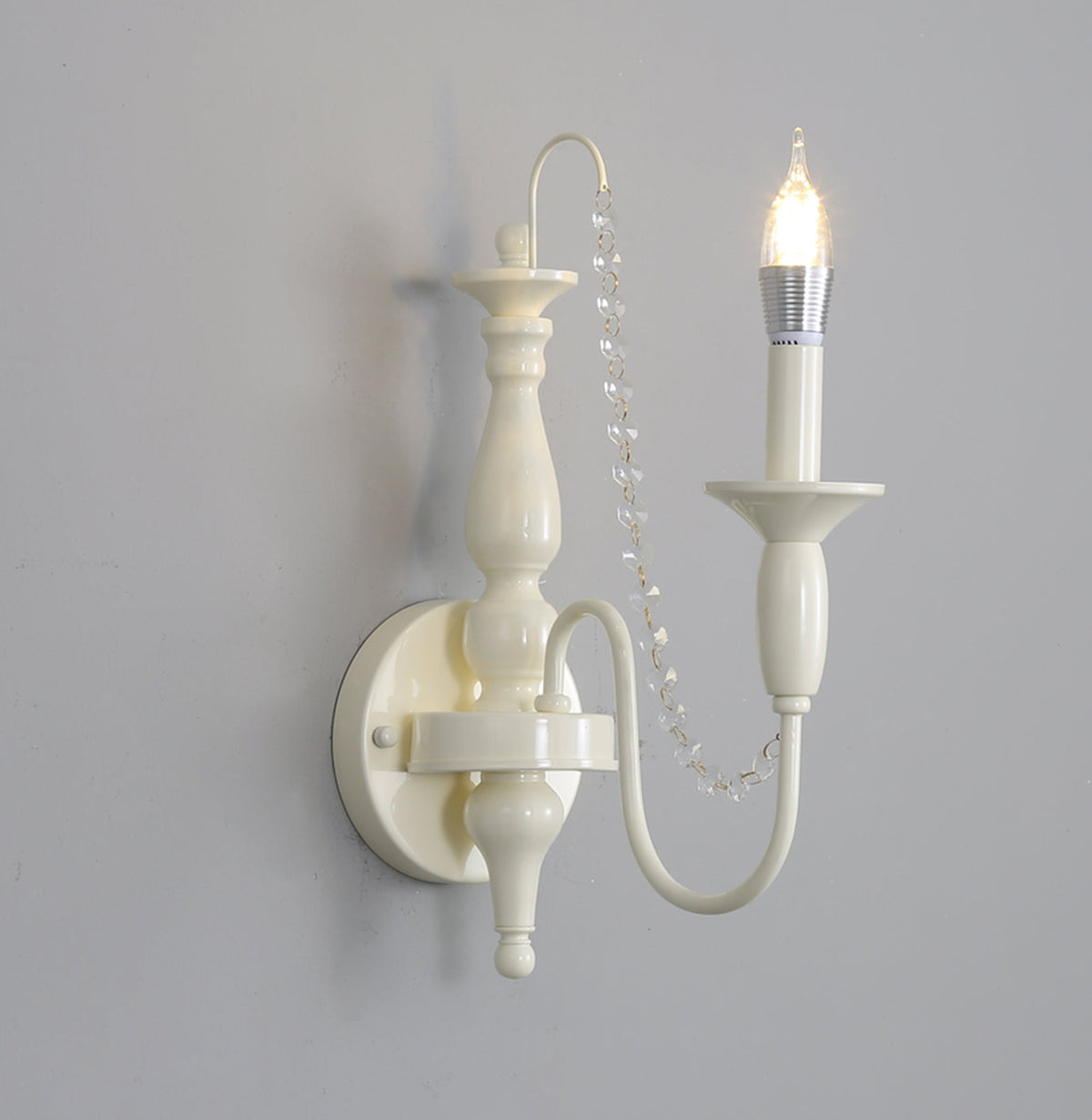 Classic Candle Wall Light with Crystal Accent
