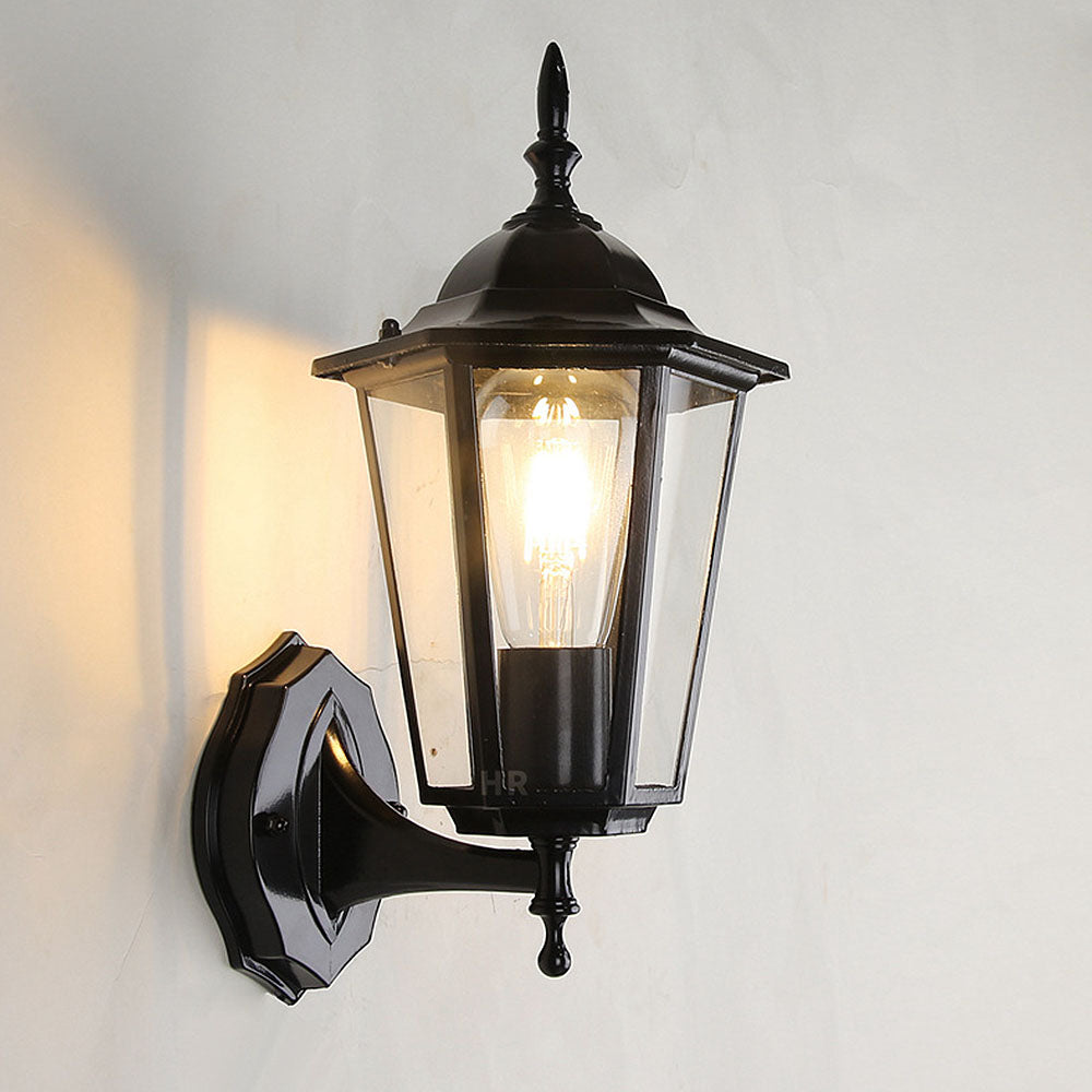 Classic Wall Lantern Light with Clear Glass Panels