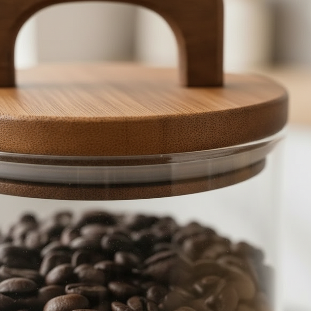 Clear Storage Jars with Wooden Lid Airtight Set
