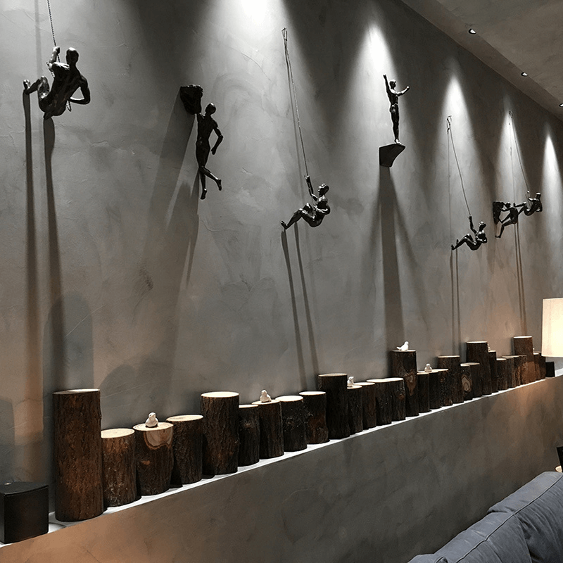 Climbing Man Wall Sculpture Set with Modern Design