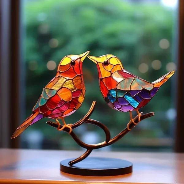 Colorful Glass Bird Statue with Artistic Design