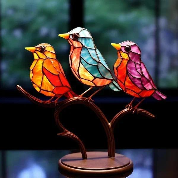 Colorful Glass Bird Statue with Artistic Design