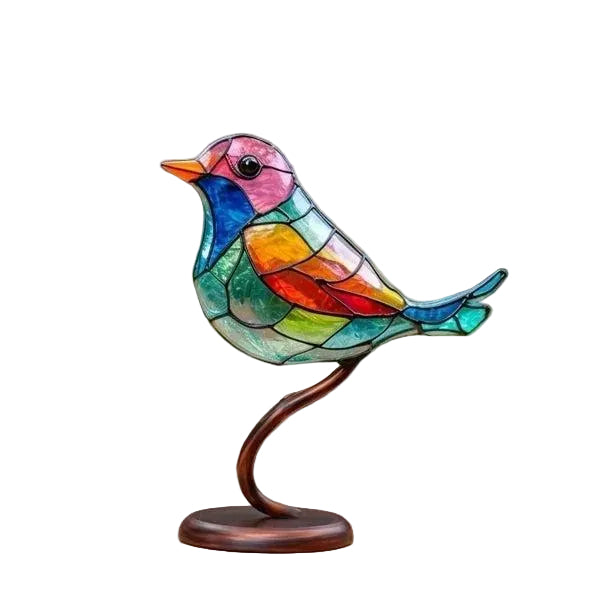 Colorful Glass Bird Statue with Artistic Design
