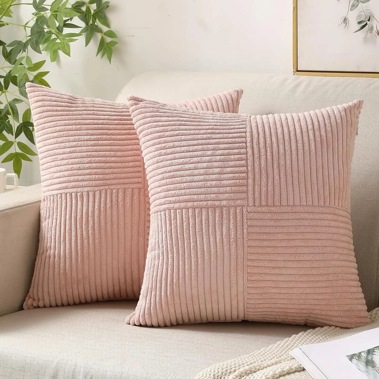Corduroy Pillow Covers Set with Textured Design